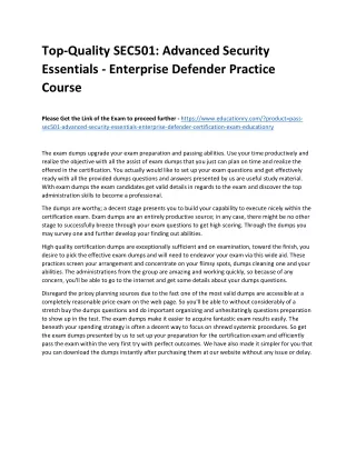 Top-Quality SEC501: Advanced Security Essentials - Enterprise Defender Practice