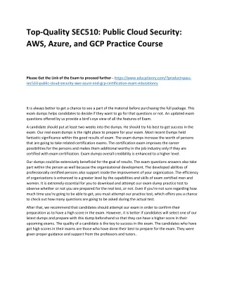 Top-Quality SEC510: Public Cloud Security: AWS, Azure, and GCP Practice Course