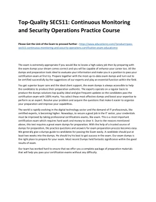 Top-Quality SEC511: Continuous Monitoring and Security Operations Practice Cours