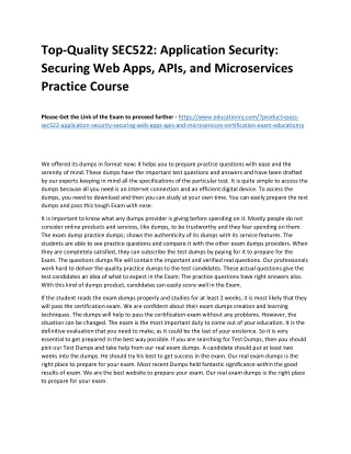 Top-Quality SEC522: Application Security: Securing Web Apps, APIs, and Microserv