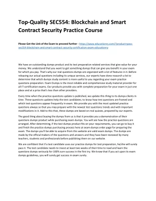 Top-Quality SEC554: Blockchain and Smart Contract Security Practice Course