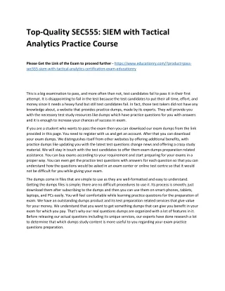 Top-Quality SEC555: SIEM with Tactical Analytics Practice Course