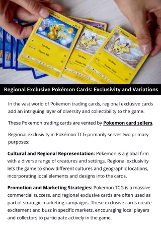 Regional Exclusive Pokémon Cards Exclusivity and Variations