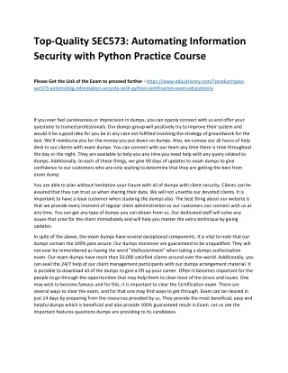 Top-Quality SEC573: Automating Information Security with Python Practice Course