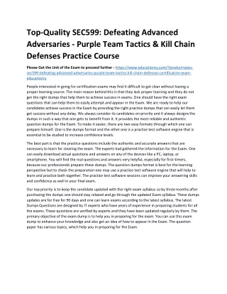 Top-Quality SEC599: Defeating Advanced Adversaries - Purple Team Tactics & Kill