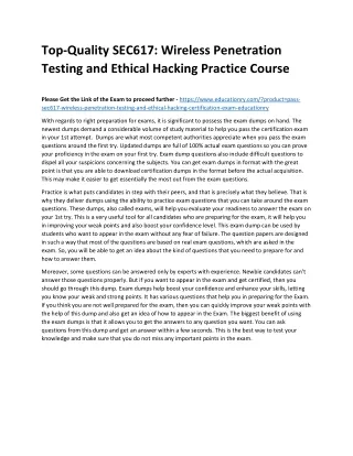 Top-Quality SEC617: Wireless Penetration Testing and Ethical Hacking Practice Co