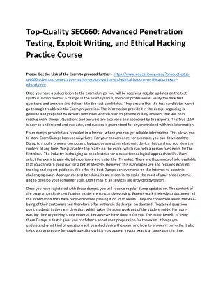 Top-Quality SEC660: Advanced Penetration Testing, Exploit Writing, and Ethical H