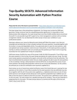 Top-Quality SEC673: Advanced Information Security Automation with Python Practic