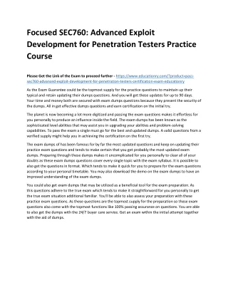 Focused SEC760: Advanced Exploit Development for Penetration Testers Practice Co