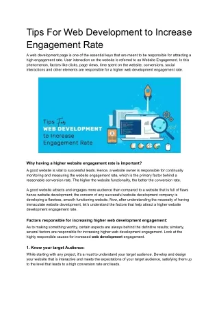 Tips For Web Development to Increase Engagement Rate