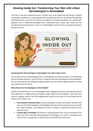 Glowing Inside Out Transforming Your Skin with a Dermatologist in Ahmedabad