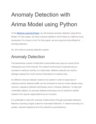 Anomaly Detection with Arima Model using Python (1)