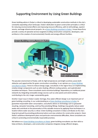Supporting Environment by Using Green Buildings