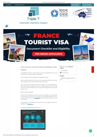 France Tourist Visa Documents Checklist