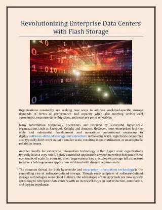 Revolutionizing Enterprise Data Centers with Flash Storage