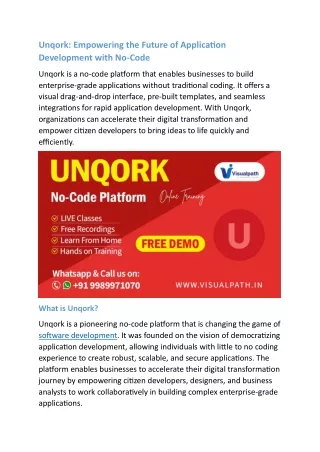 Unqork Online Training | Unqork Training Course