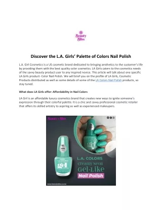 Discover the L.A. Girls’ Palette of Colors Nail Polish