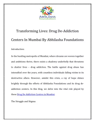 Drug De Addiction Centres in Mumbai Call-8484929037