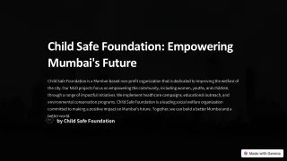 Uplifting Mumbai: Child Safe Foundation's Transformative NGO Ventures