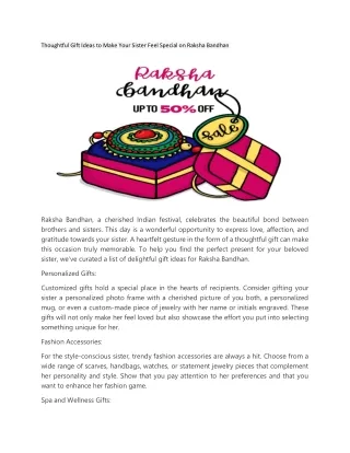 Thoughtful Gift Ideas to Make Your Sister Feel Special on Raksha Bandhan
