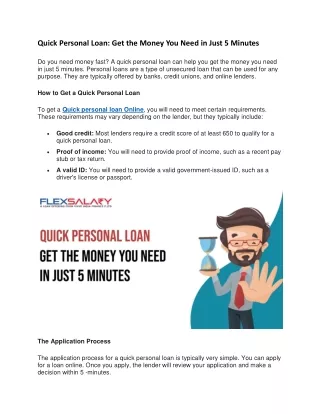 Quick Personal Loan: Get the Money You Need in Just 5 Minutes