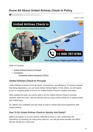 Know All About United Airlines Check In Policy