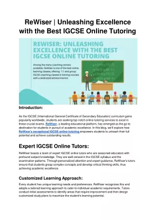 ReWiser: Best IGCSE Online Tutoring