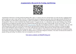 texting while driving argumentative essay