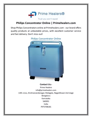 Philips Concentrator Online Primehealers