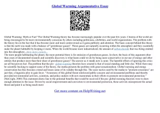 sample essay on global warming