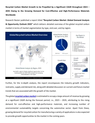 Recycled Carbon Market Recent Trends and Business Opportunities 2023-2035