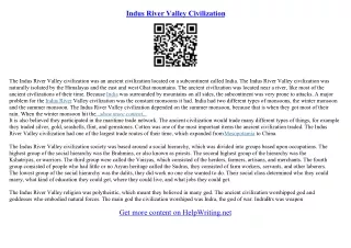 indus valley civilization essay