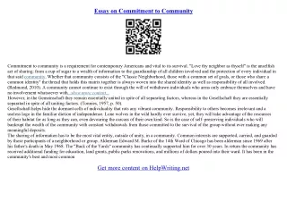 community involvement essay