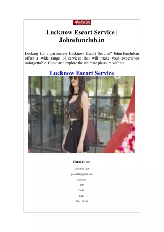 Lucknow Escort Service  Johnsfunclub.in