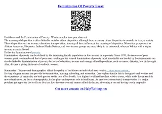 feminization of poverty essay