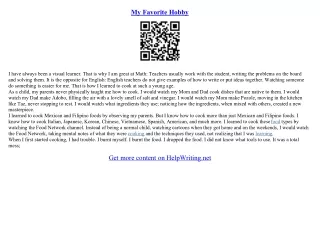 my hobby english essay