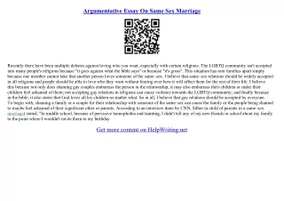 same sex marriage argumentative essay