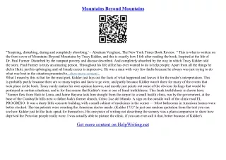 mountains beyond mountains essay