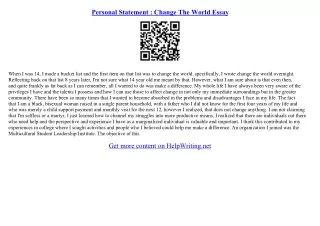 how can i change the world essay