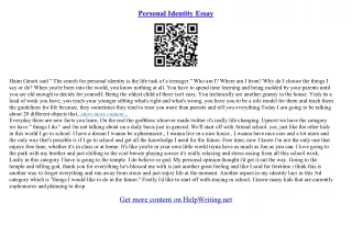 personal identity essays