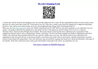 event changed my life essay