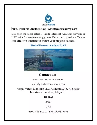 Finite Element Analysis Uae  Greatwatersenergy