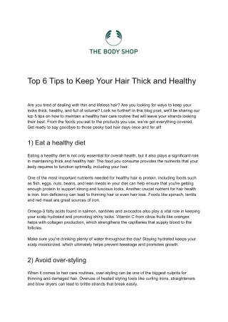 Top 6 Tips to Keep Your Hair Thick and Healthy