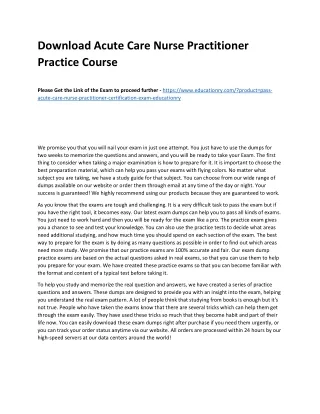 Download Acute Care Nurse Practitioner Practice Course