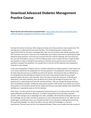 Download Advanced Diabetes Management Practice Course