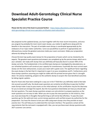 Download Adult-Gerontology Clinical Nurse Specialist Practice Course