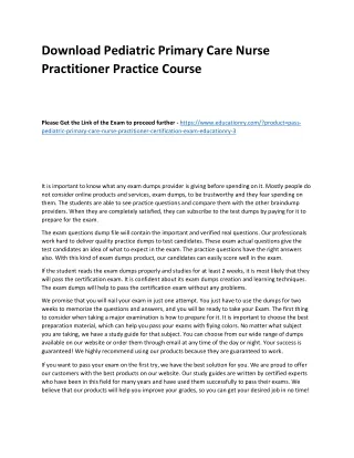 Download Pediatric Primary Care Nurse Practitioner Practice Course