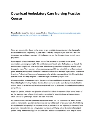 Download Ambulatory Care Nursing Practice Course