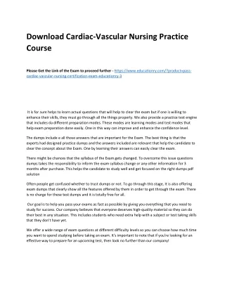 Download Cardiac-Vascular Nursing Practice Course