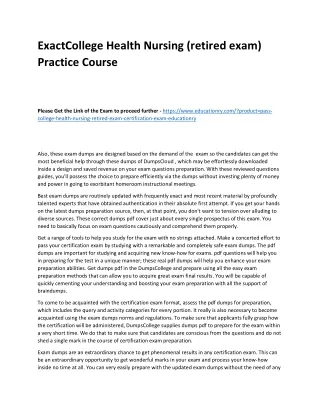 Exact College Health Nursing (retired exam) Practice Course